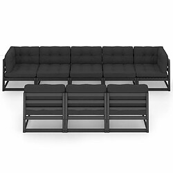 Avis Maison Chic Salon de jardin 8 pcs + coussins - Mobilier/Meubles de jardin - Table et chaises d'extérieur Noir Bois de pin massif -MN44283