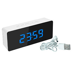 Acheter Miroir LED Réveil Numérique Chevet Snooze Minuterie De Sommeil 12/24 Heures Bleu