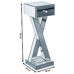 Vivenla Table chevet haute ultra design avec pied croisé en miroir avec 1 tiroir L. 30 x P. 30 x H. 91 cm collection SESTU pas cher