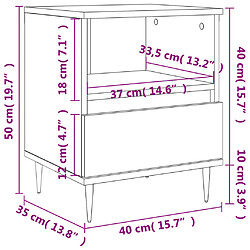 vidaXL Table de chevet chêne fumé 40x35x50 cm bois d’ingénierie pas cher