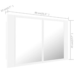 vidaXL Armoire salle de bain à miroir LED Blanc 80x12x45 cm Acrylique pas cher