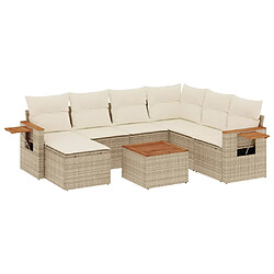 vidaXL Salon de jardin avec coussins 8 pcs beige résine tressée