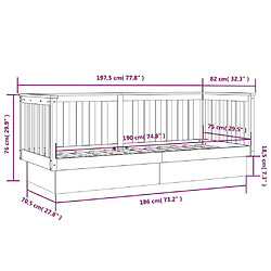 vidaXL Lit de jour sans matelas marron miel 75x190 cm bois pin massif pas cher