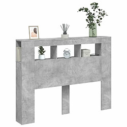 Acheter Maison Chic Tête de lit scandinave à LED,meuble de chambre gris béton 140x18,5x103,5cm bois d'ingénierie -MN81785