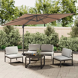 Maison Chic Parasol Jardin | Parasol cantilever à LED Taupe 400x300 cm - GKD99200