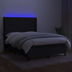 Avis Maison Chic Lit adulte- Lit + matelas + LED,Sommier à lattes de lit matelas et LED Noir 140x200 cm Tissu -GKD85395