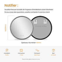 EMKE Miroir lumineux salle de bain rond 60cm Cadre Noir, Miroir LED Cadres acryliques avec Interrupteur Tactile, Anti-buée, Miroir avec éclairage Lumière Froide/Chaude/Neutre pas cher