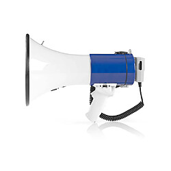 Alpexe Mégaphone | 25 W | Portée de 1500 m | Microphone Amovible | Blanc/Bleu