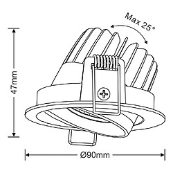 Avis Inspired Downlight inclinable encastré à LED, blanc, 60 degrés. Angle de faisceau, 860lm, 4000K, IP44, DRIVER NON INCLUS