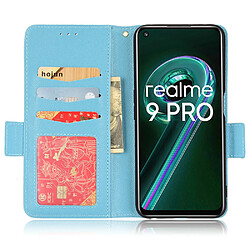 Etui en PU texture litchi, fermoir magnétique avec support, bleu clair pour votre Realme 9 Pro