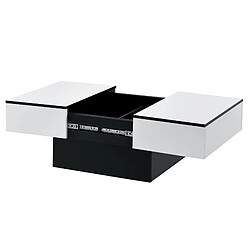 Helloshop26 Table basse de salon rangement panneau de particules 80 cm noir blanc 03_0006150