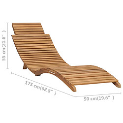 vidaXL Chaise longue pliable avec table Bois de teck solide pas cher