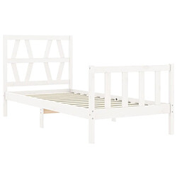 Maison Chic Lit adulte - Cadre Structure de lit avec tête de lit Contemporain blanc simple bois massif -MN13735 pas cher