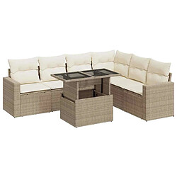 vidaXL Salon de jardin avec coussins 7 pcs beige résine tressée