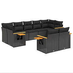 Maison Chic Ensemble Tables et chaises d'extérieur 9 pcs avec coussins,Salon de jardin noir résine tressée -GKD470977