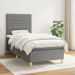 Maison Chic Lit Adulte - Lit simple Lit à sommier tapissier et matelas moelleux - Meuble de Chambre - Gris foncé 90x190 cm Tissu -MN86222