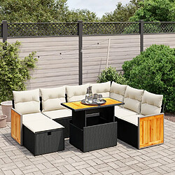 vidaXL Salon de jardin 8 pcs avec coussins noir résine tressée