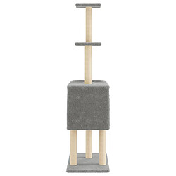 Helloshop26 Arbre à chat meuble tour grimper jouet grattage grattoir escalade plateforme avec griffoirs en sisal clair 145 cm gris 02_0022570