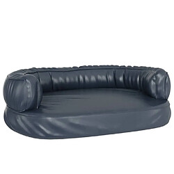 vidaXL Lit pour chien ergonomique Mousse Bleu foncé 75x53cm Similicuir