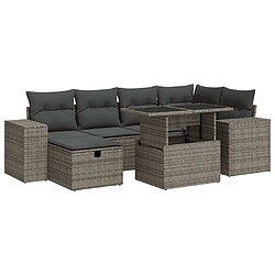 vidaXL Salon de jardin 8 pcs avec coussins gris résine tressée