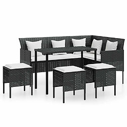 Maison Chic Ensemble de canapés en L 5pcs, Canapé droit pour salon, Sofa Relax avec coussins Résine tressée Noir -GKD635581