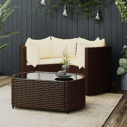 Maison Chic Salon de jardin 4 pcs + coussins - Mobilier/Meubles de jardin - Table et chaises d'extérieur Marron Résine tressée -MN52855