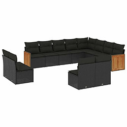 Maison Chic Salon de jardin 12 pcs avec coussins | Ensemble de Table et chaises | Mobilier d'Extérieur noir résine tressée -GKD14248