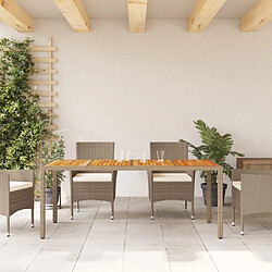 Avis Maison Chic Table de jardin | Table d'extérieur beige 190x90x75 cm résine tressée bois d'acacia -GKD46623