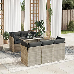 vidaXL Salon de jardin 6 pcs avec coussins gris clair résine tressée