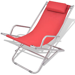 vidaXL Chaises inclinables de terrasse lot de 2 Acier Rouge