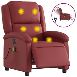 vidaXL Fauteuil de massage inclinable électrique rouge bordeaux