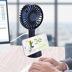 Acheter Mini Ventilateur Portatif Portatif Rechargeable USB avec Base, Batterie 2500mAh, 4 Modes pour la Maison, le Bureau, la Chambre et les Voyages en Plein Air (Bleu)