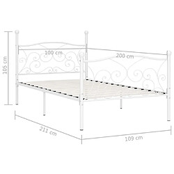 Acheter vidaXL Cadre de lit sans matelas avec sommier à lattes métal 100x200cm