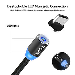 Wewoo Câble de charge magnétique tressé en nylon avec indicateur LED1 m2,4 A max USB à Micro USB noir pas cher