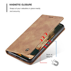 Caseme Etui en PU Aspiration automatique de conception brève marron pour votre Xiaomi Redmi Note 10 Pro/Note 10 Pro Max