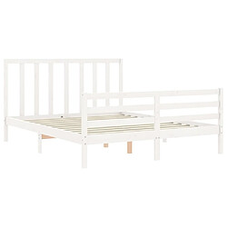 Maison Chic Lit adulte - Cadre Structure de lit avec tête de lit Contemporain blanc 160x200 cm bois massif -MN47539 pas cher