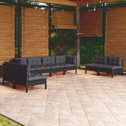 vidaXL Salon de jardin 8 pcs avec coussins bois de pin massif