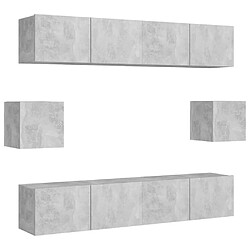 Maison Chic Ensemble de meubles TV 6 pcs | Banc TV Moderne pour salon | Meuble de Rangement - Gris béton Aggloméré -MN38766