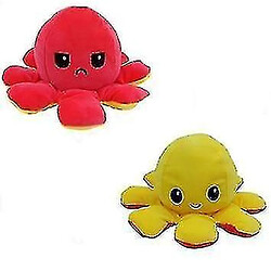 Universal Poupée en peluche flip, jouet réversible analogique doux (rouge/jaune foncé)