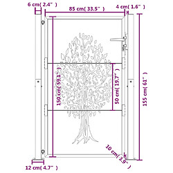 vidaXL Portail de jardin anthracite 105x155cm acier conception d'arbre pas cher