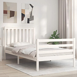 Maison Chic Cadre/structure de lit et tête de lit pour adulte - Lit Moderne Chambre blanc 100x200 cm bois massif -MN51364