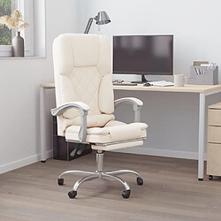 vidaXL Fauteuil de massage inclinable de bureau Crème Similicuir