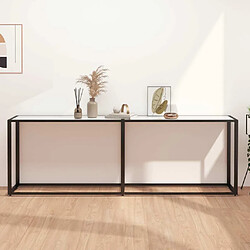 Maison Chic Table console | Meuble d'entrée | Table d'appoint Marbre blanc 220x35x75,5 cm Verre trempé -GKD95095