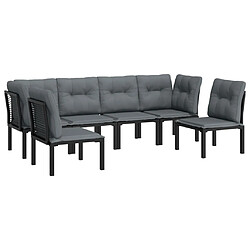 Avis Maison Chic Salon de jardin 6 pcs - Table et chaises d'extérieur - Mobilier/Meubles de jardin Moderne noir et gris résine tressée -MN11053