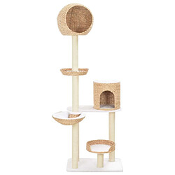 Helloshop26 Arbre à chat griffoir grattoir niche jouet animaux peluché en sisal herbiers marins beige 3702145