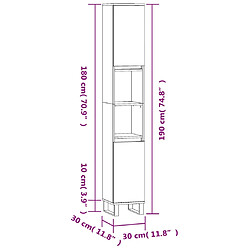 vidaXL Armoire de salle de bain blanc 30x30x190 cm bois d'ingénierie pas cher