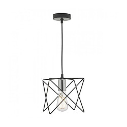 Luminaire Center Suspension Midi Chrome poli,Noir mat 1 ampoule 19cm