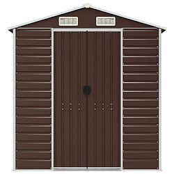 Helloshop26 Abri de jardin cabane cabanon maison de stockage remise extérieur hangar outils robuste 191 x 385 x 198 cm acier galvanisé marron 02_0022271