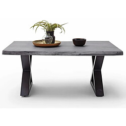 Avis Pegane Table basse simple en bois d'acacia massif laqué, gris / anthracite - L.110 x H.45 x P.70 cm