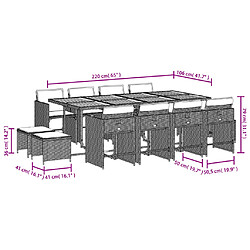 vidaXL Ensemble à manger de jardin 13 pcs gris résine tressée pas cher